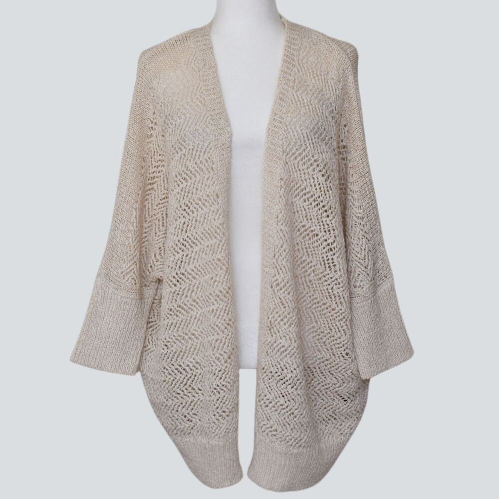 TAHARI  Loose Knit Cream Cardigan Size XL